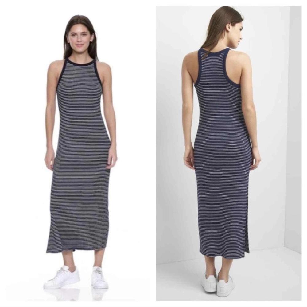 GAP Navy and White Striped Maxi Dress